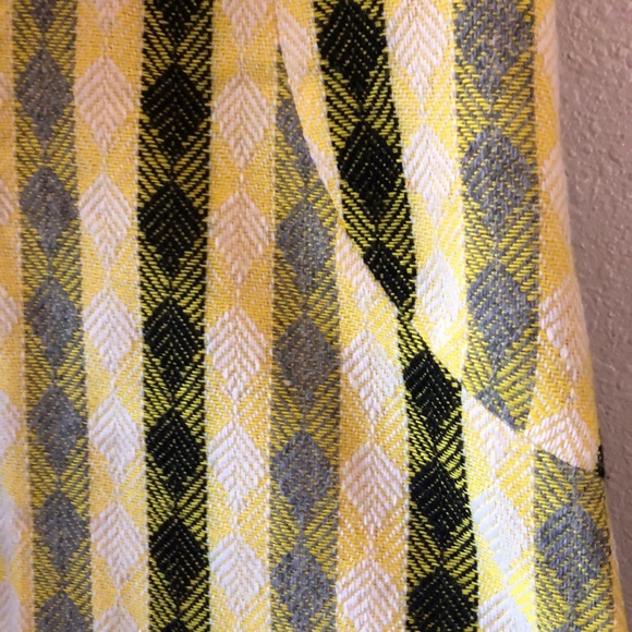 Vintage yellow striped shift dress poly wool mini - Picture 6 of 7